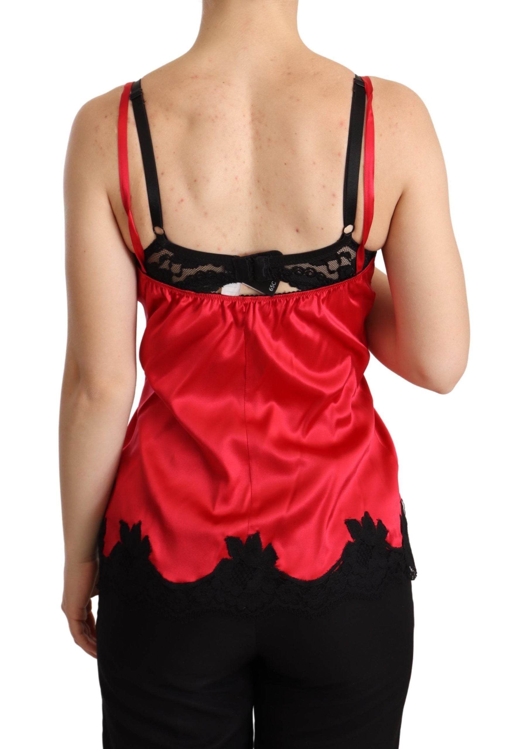 Dolce &amp; Gabbana Enchanting Red Silk Blend Lace Camisole