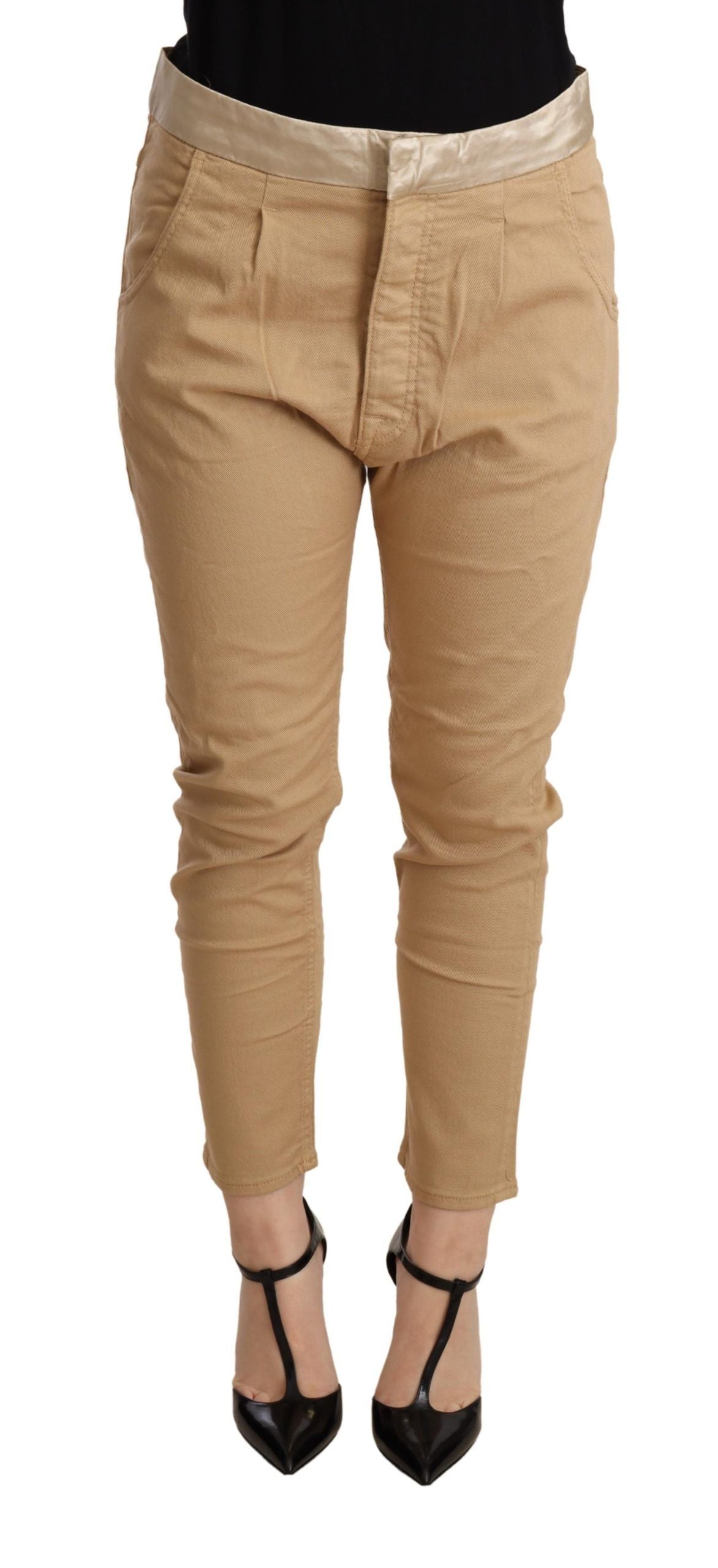 Skinny παντελόνι CYCLE Beige Mid Waist Slim Fit