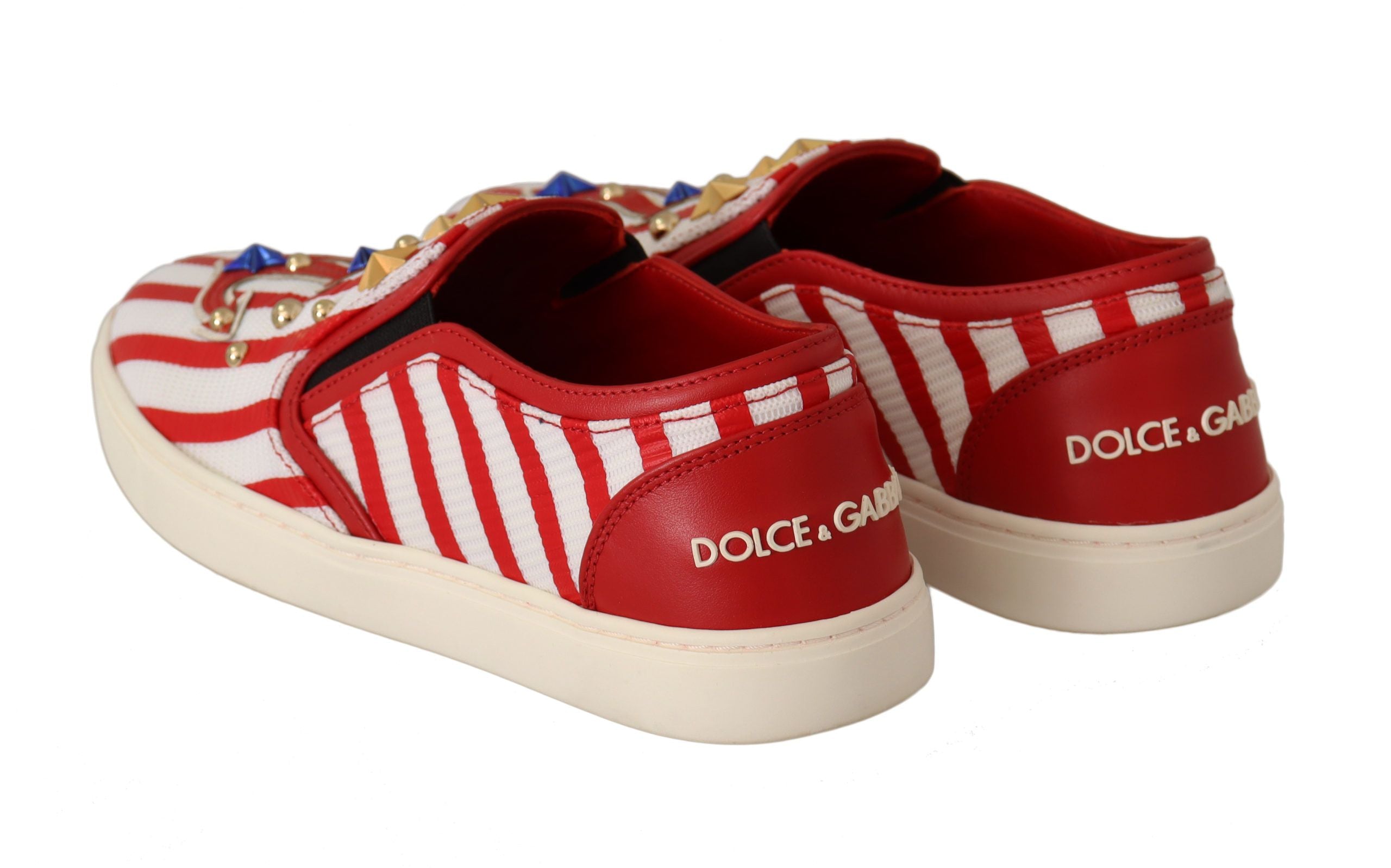 Loafers Dolce &amp; Gabbana Stripe Print Studded Loafers