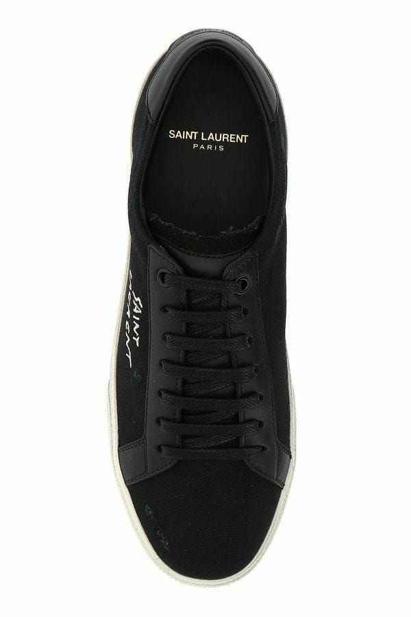 <tc>Saint Laurent</tc> Sleek μαύρο καμβά &amp; δερμάτινα πάνινα παπούτσια