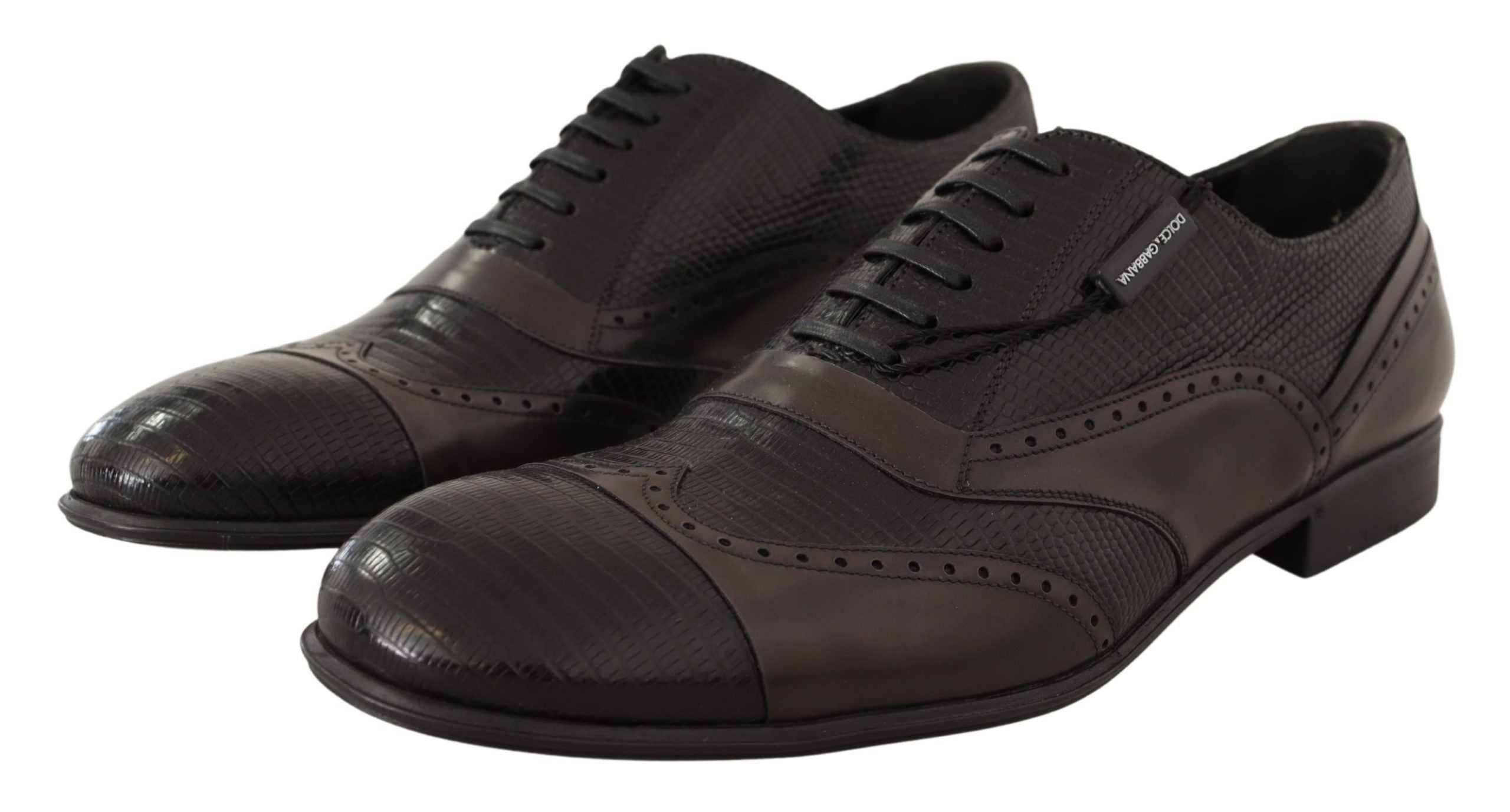 Dolce &amp; Gabbana Elegant Brown Lizard Δερμάτινα Παπούτσια Oxford