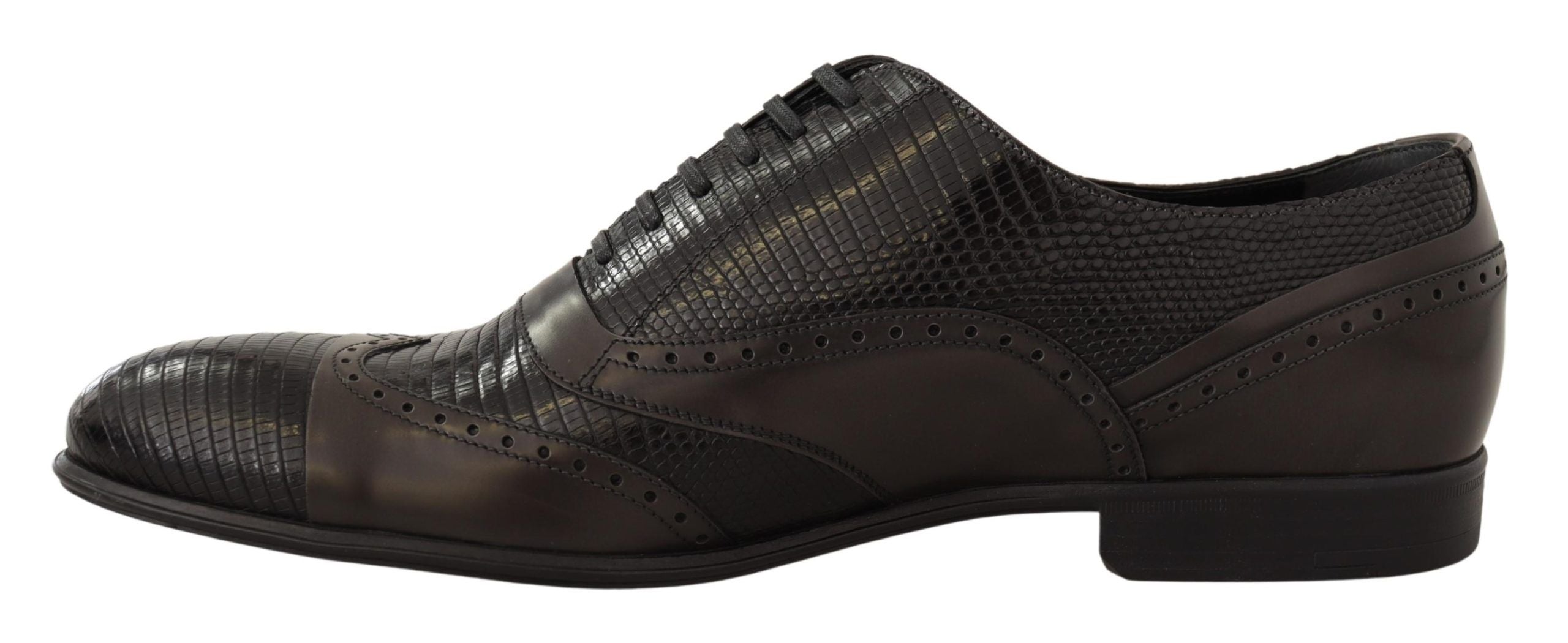 Dolce &amp; Gabbana Elegant Brown Lizard Δερμάτινα Παπούτσια Oxford