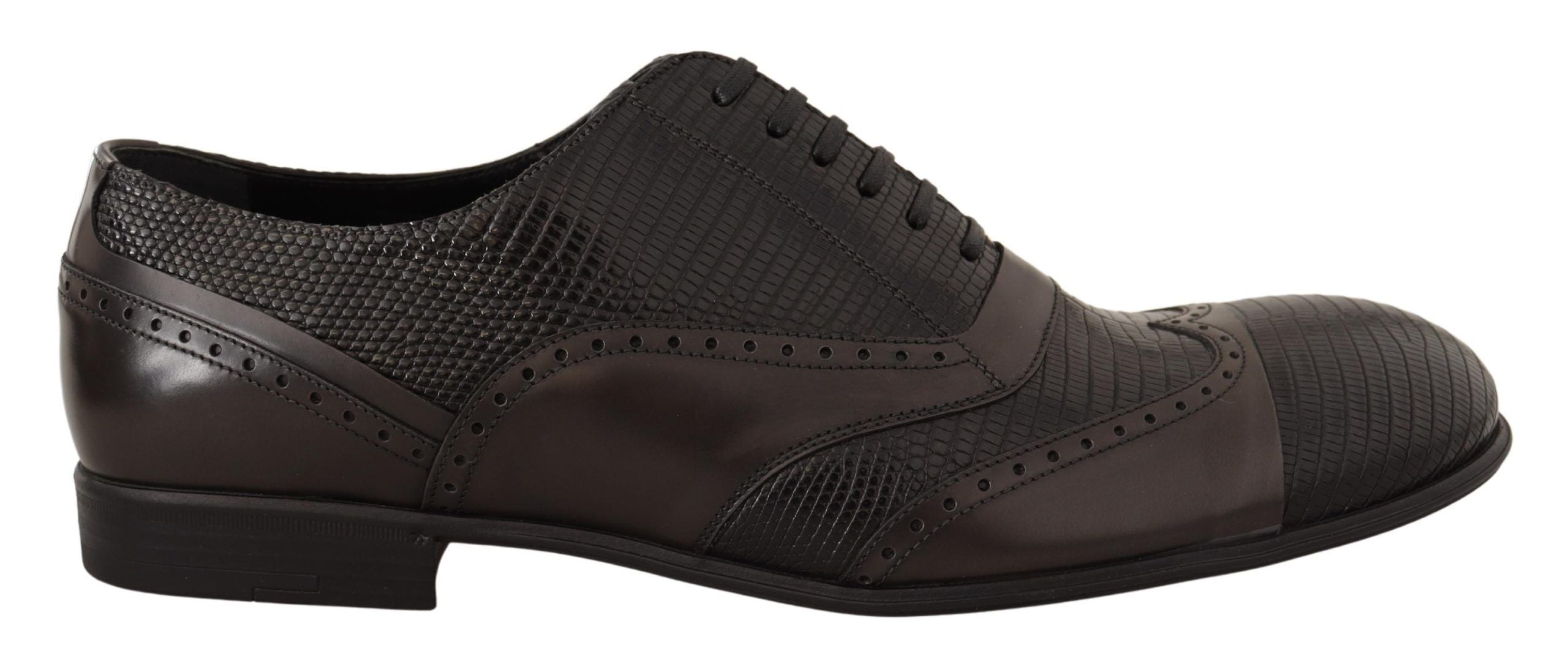 Dolce &amp; Gabbana Elegant Brown Lizard Δερμάτινα Παπούτσια Oxford