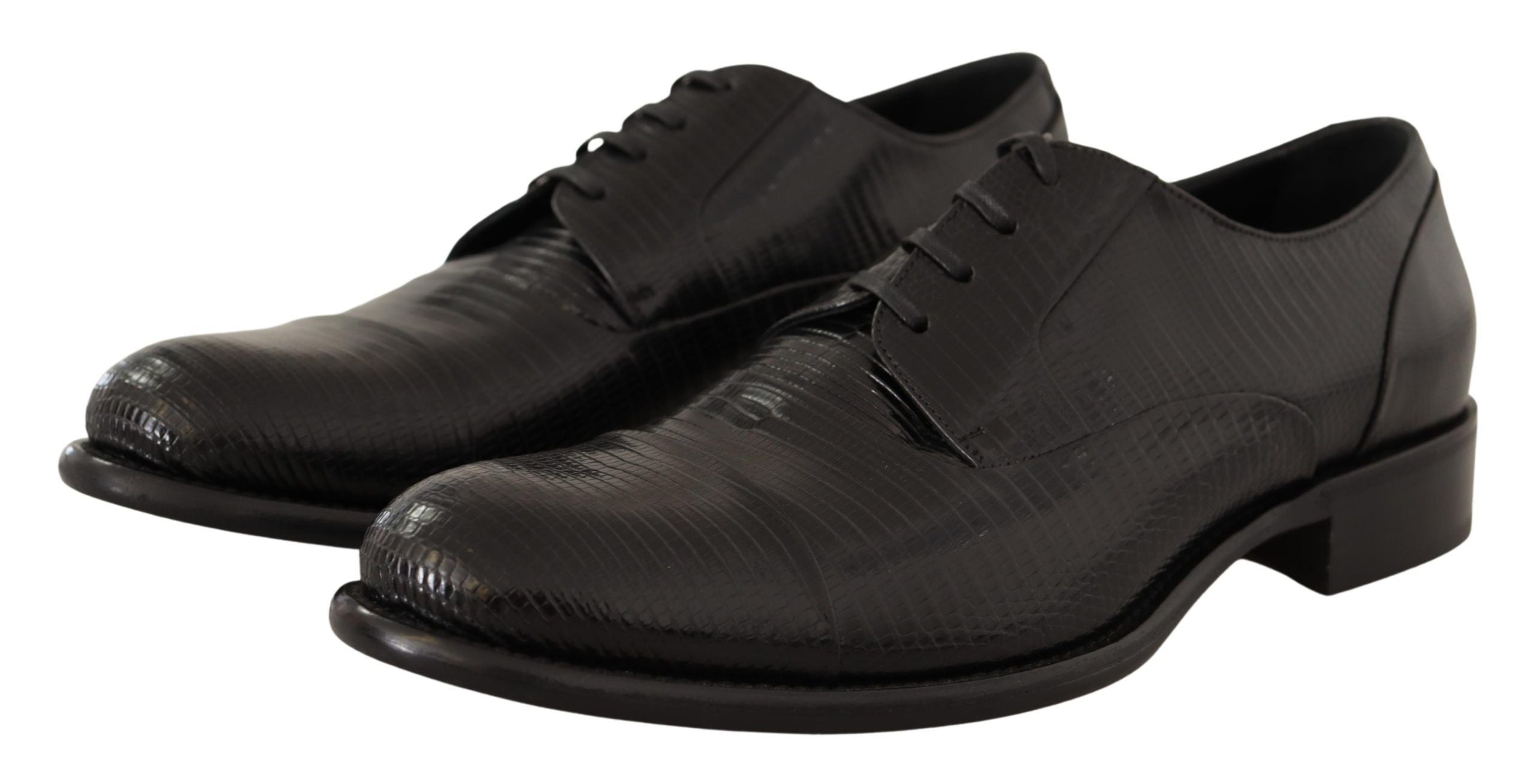 Dolce &amp; Gabbana Κομψά παπούτσια Derby Black Lizard Skin