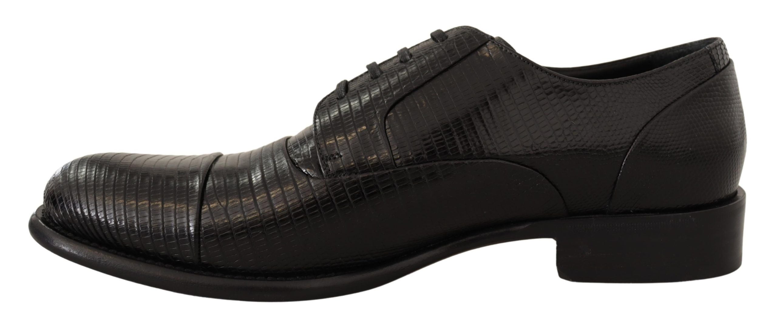 Dolce &amp; Gabbana Κομψά παπούτσια Derby Black Lizard Skin