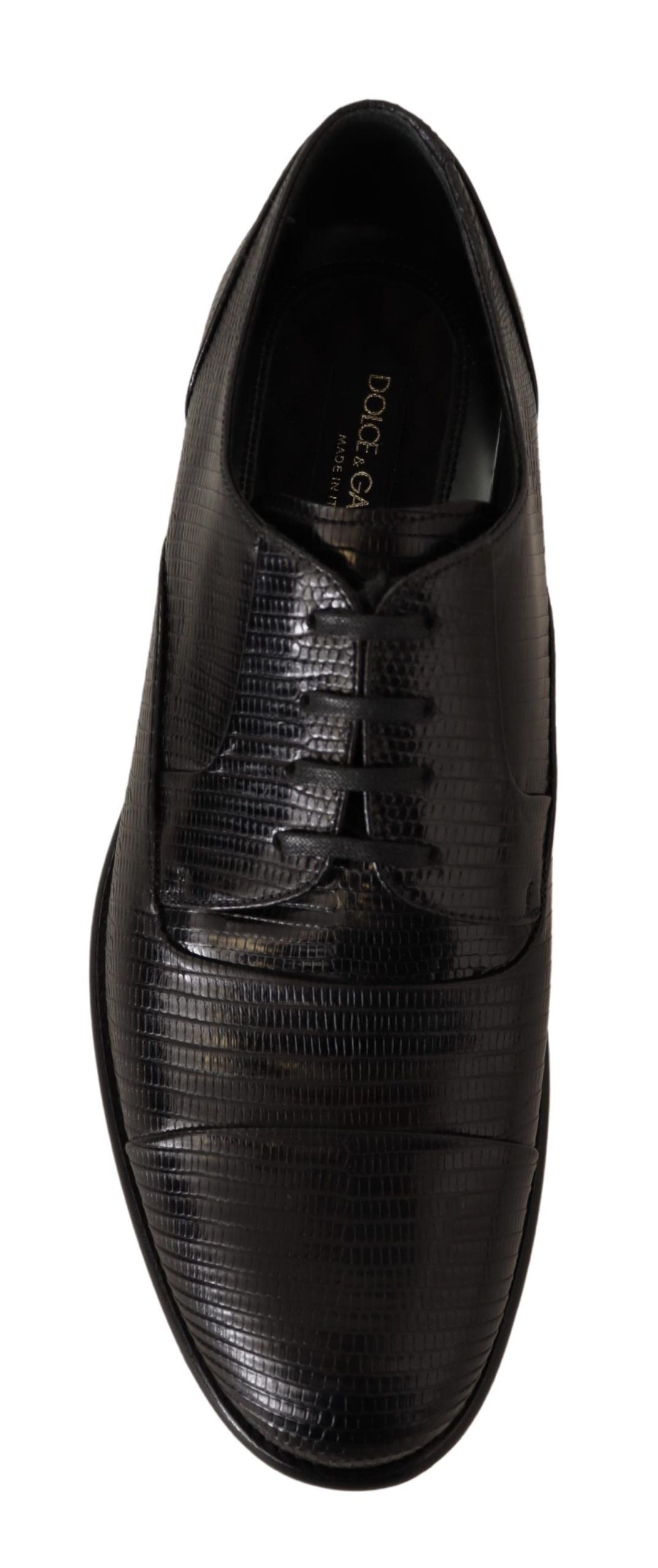 Dolce &amp; Gabbana Κομψά παπούτσια Derby Black Lizard Skin