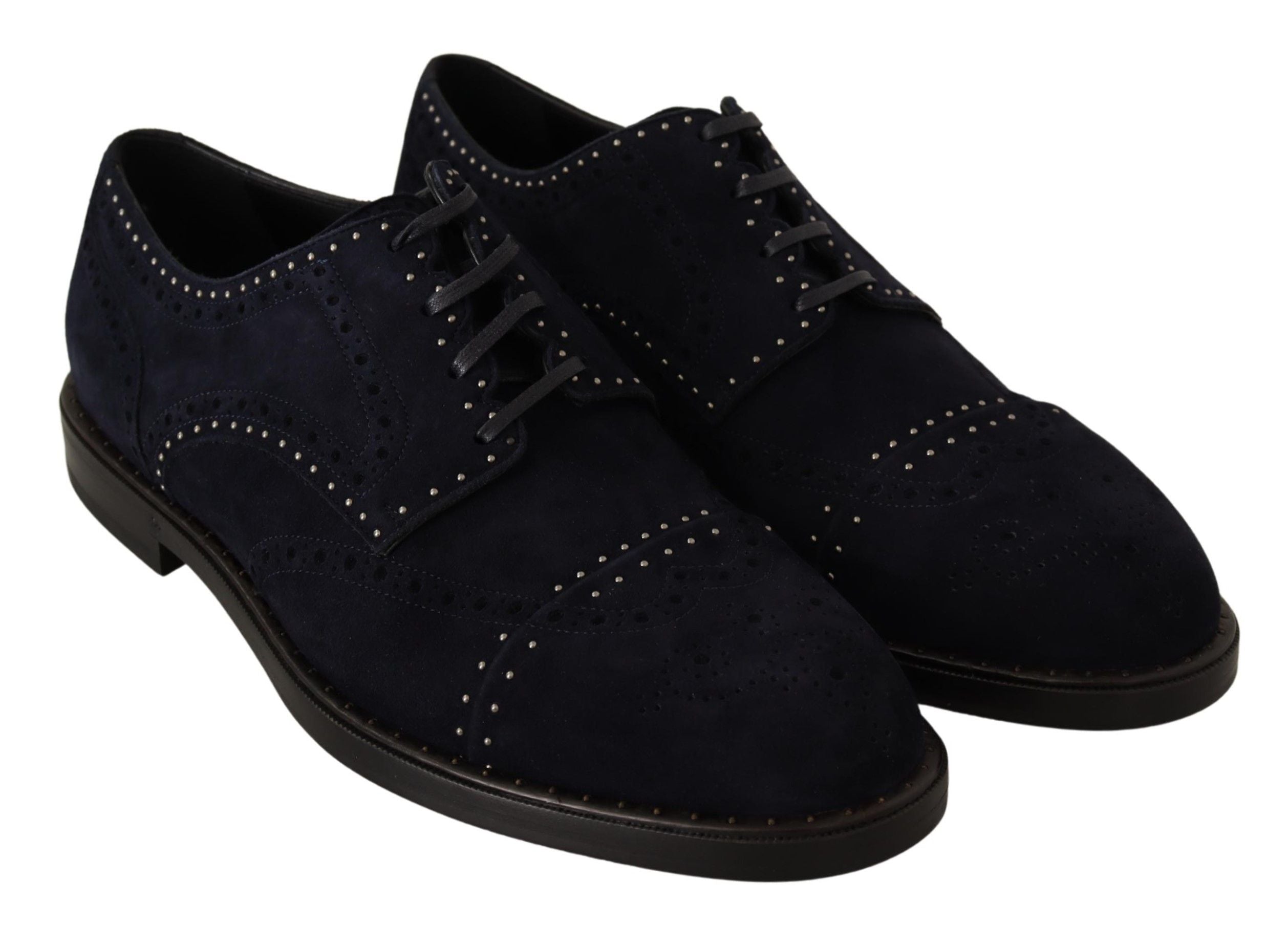 Dolce &amp; Gabbana Κομψά Suede Derby παπούτσια με ασημένια καρφιά