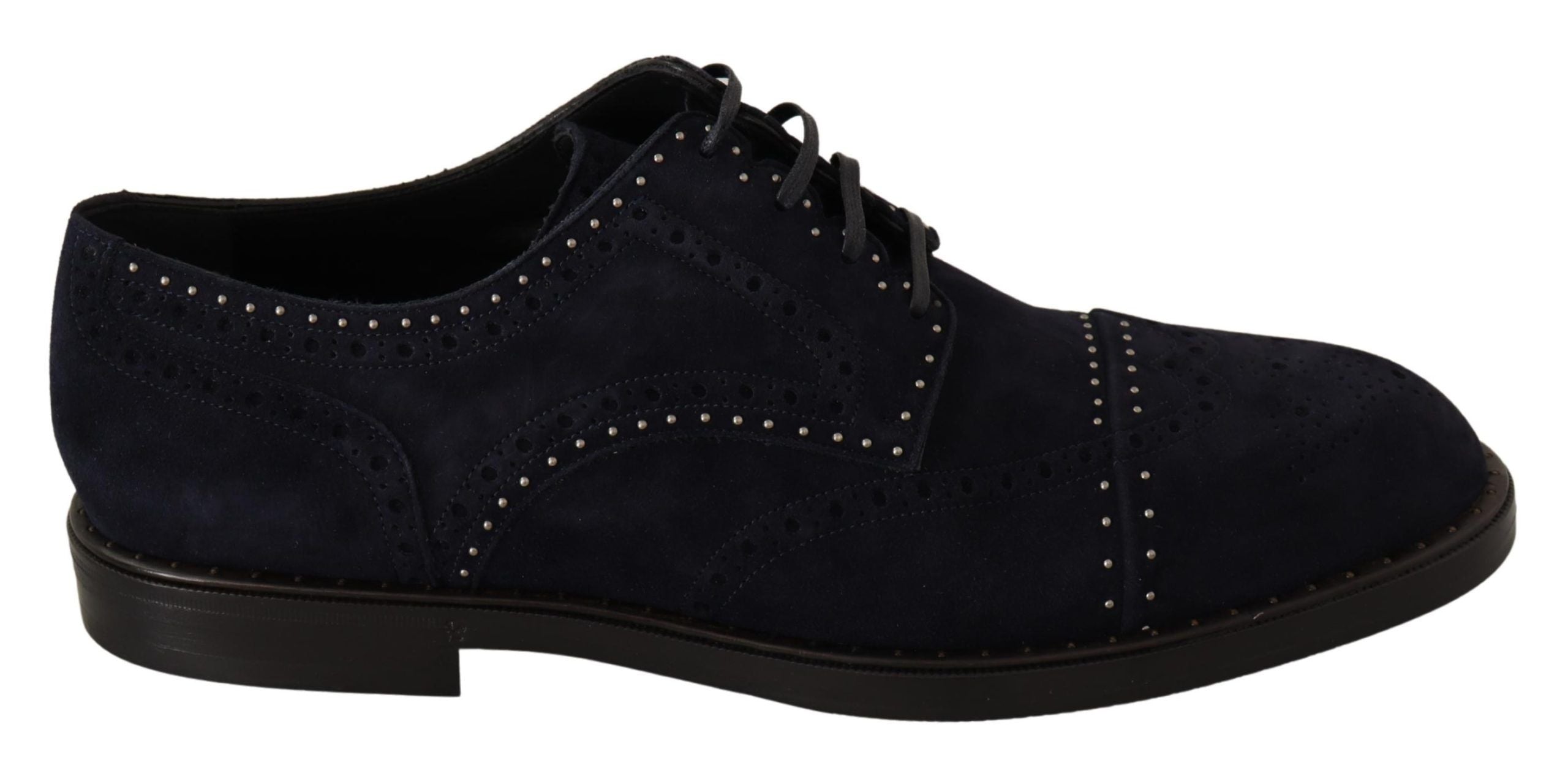 Dolce &amp; Gabbana Κομψά Suede Derby παπούτσια με ασημένια καρφιά