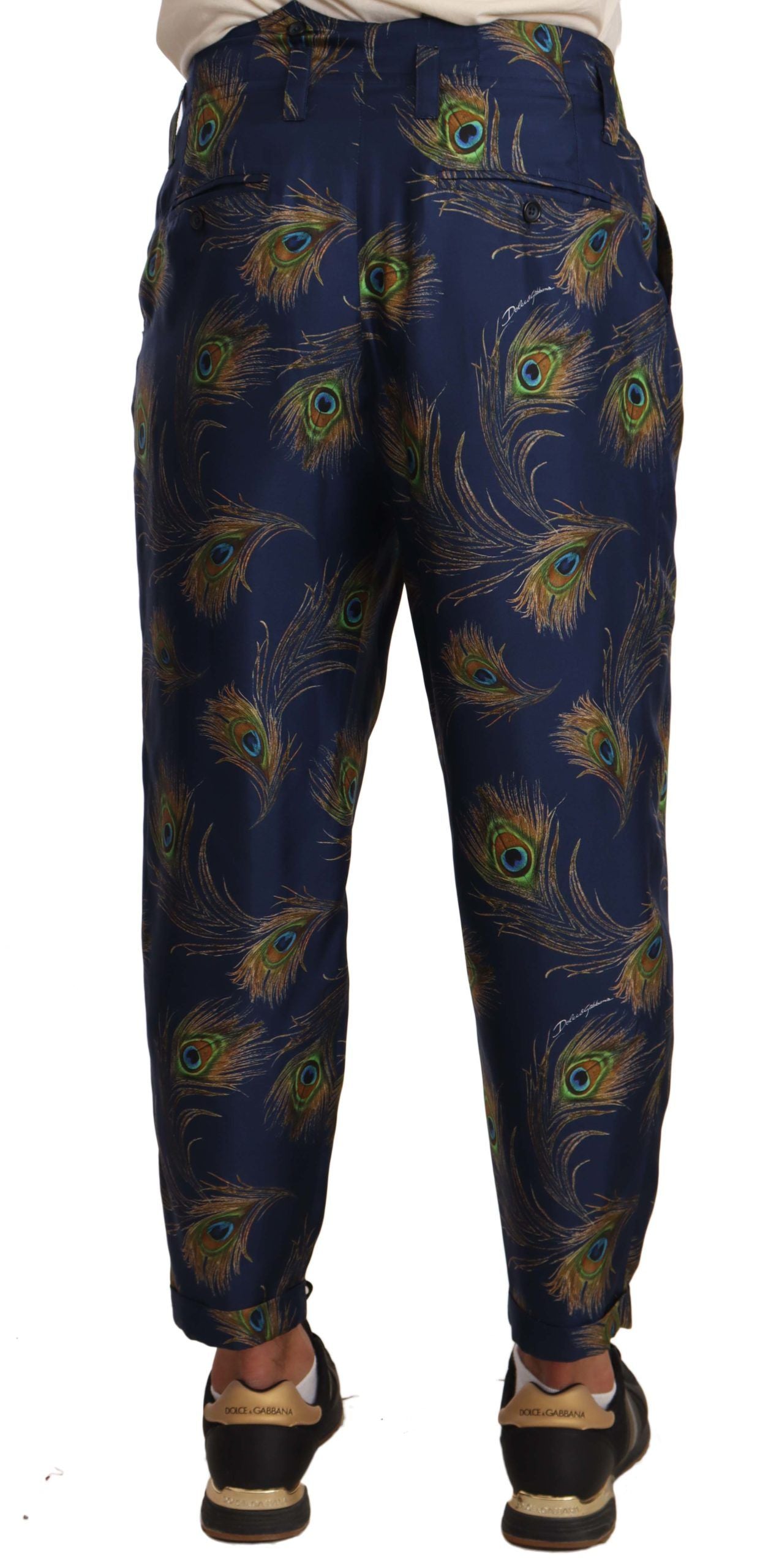 Μεταξωτό παντελόνι Dolce &amp; Gabbana Exquisite Peacock Print