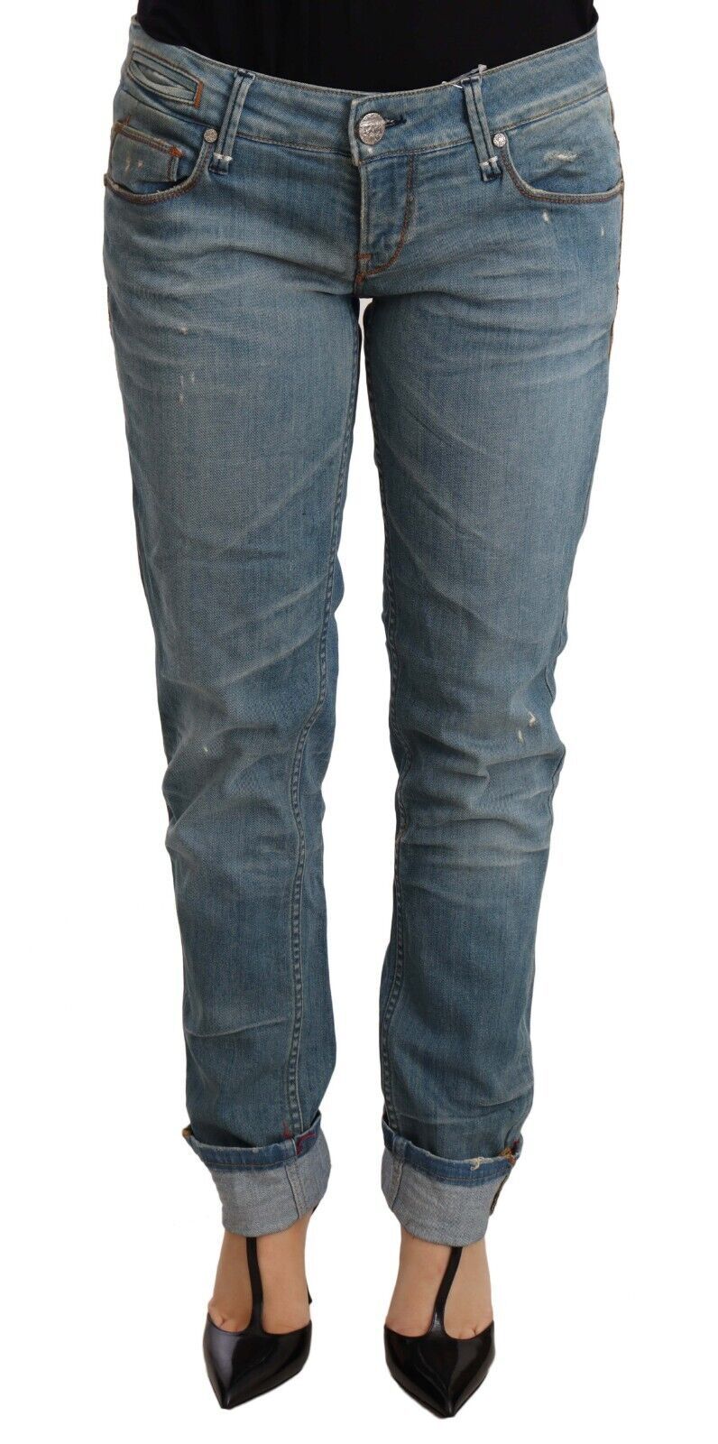 Acht Chic Washed Cotton Denim με Διπλωμένο Στρίφωμα