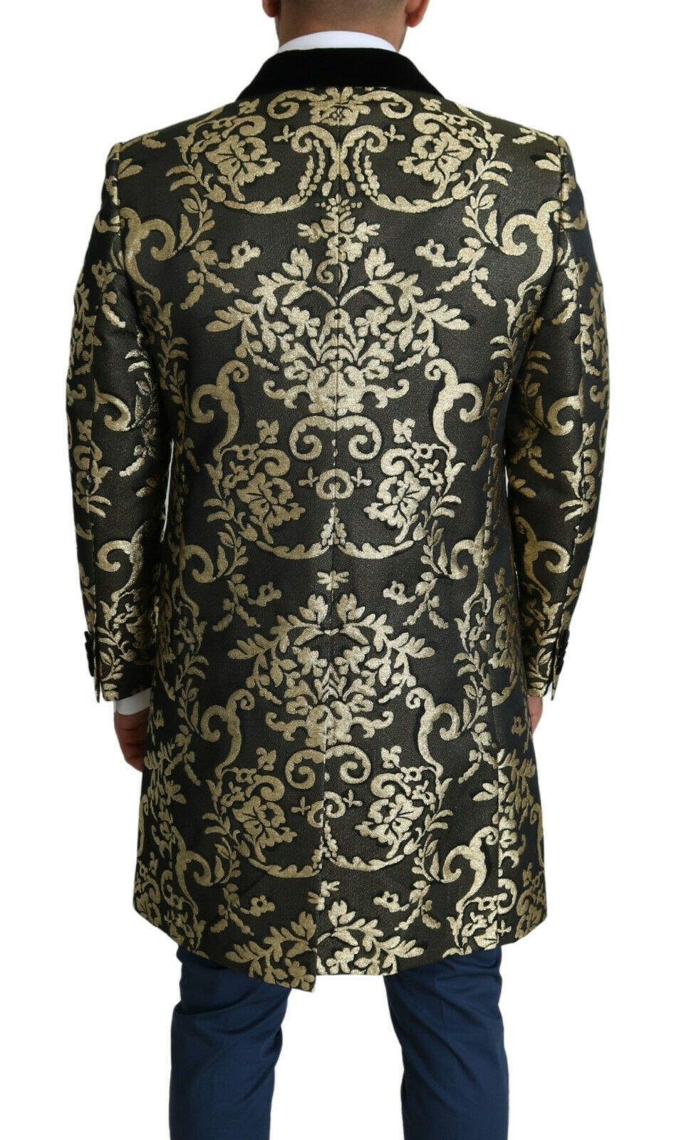 Παλτό Dolce &amp; Gabbana Gold Black Sicilia Jacquard με διπλό στήθος