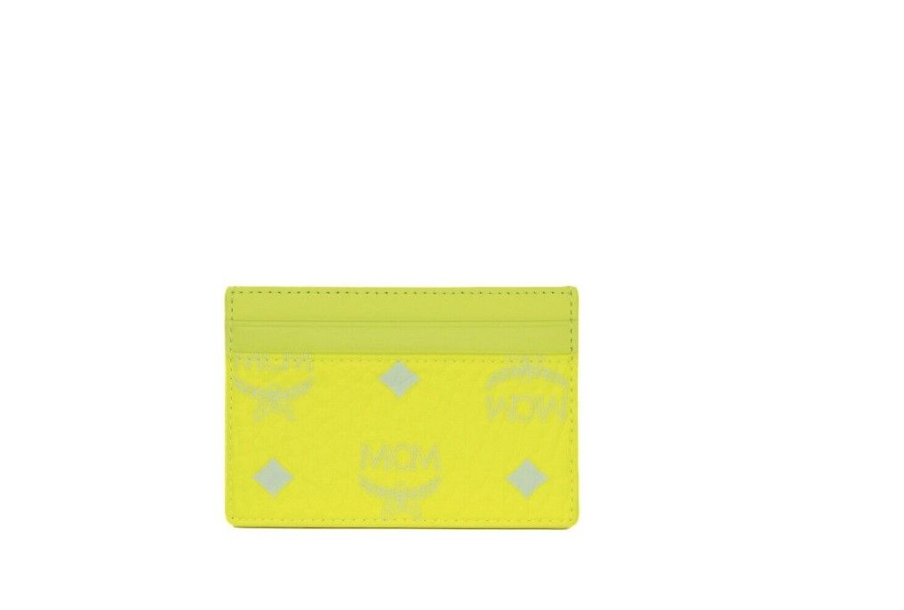 MCM Spectrum Diamond Mini Neon Yellow Visetos Δερμάτινη θήκη θήκης πορτοφόλι