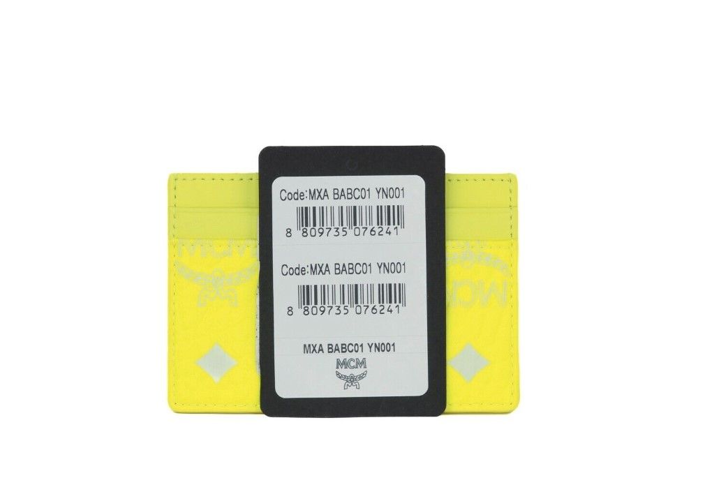 MCM Spectrum Diamond Mini Neon Yellow Visetos Δερμάτινη θήκη θήκης πορτοφόλι