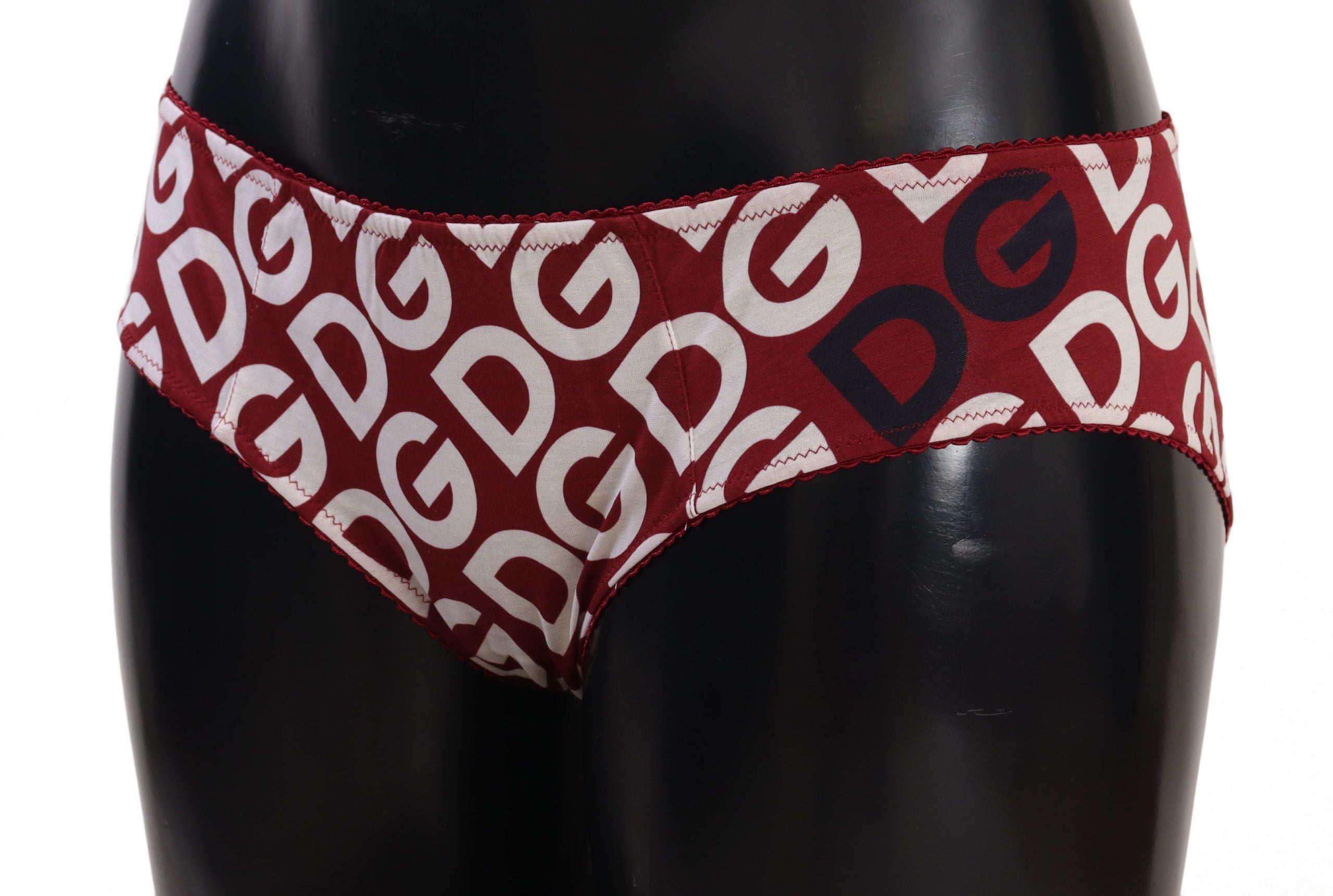 Dolce &amp; Gabbana Chic Maroon White Logo Swim Bottoms