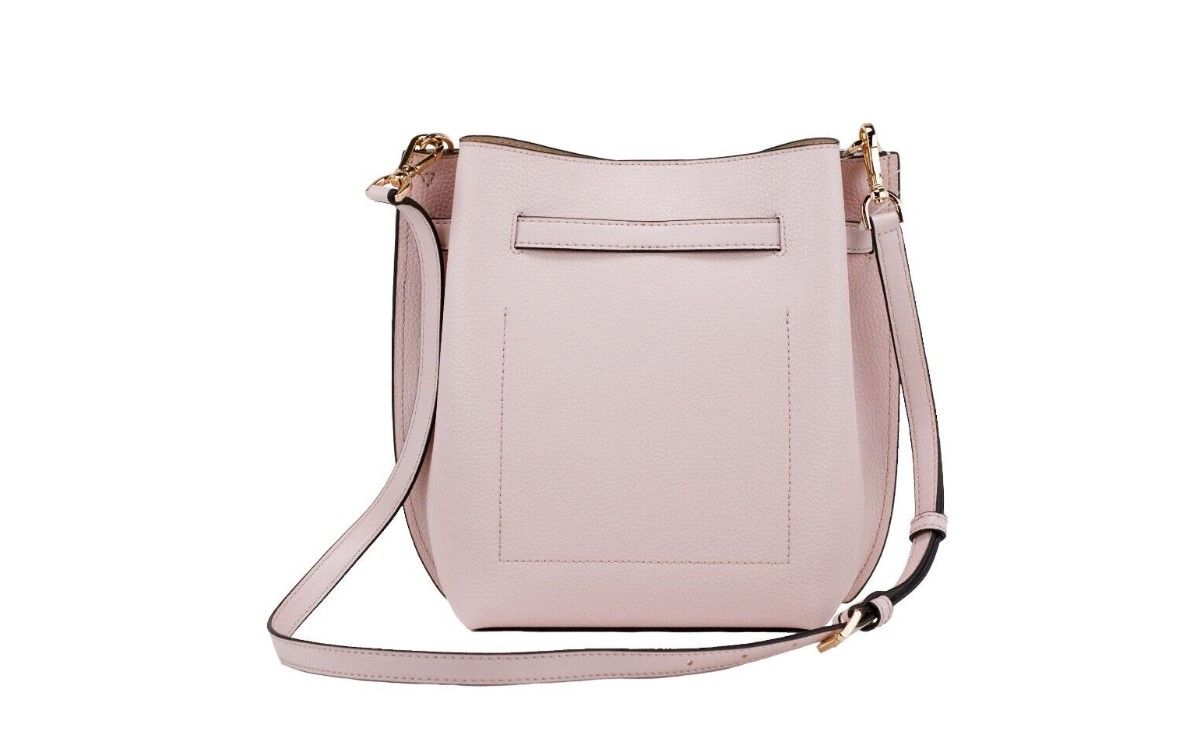 Michael Kors Emilia Small Powder Blush Pebble Leather Bucket Messenger Handbag