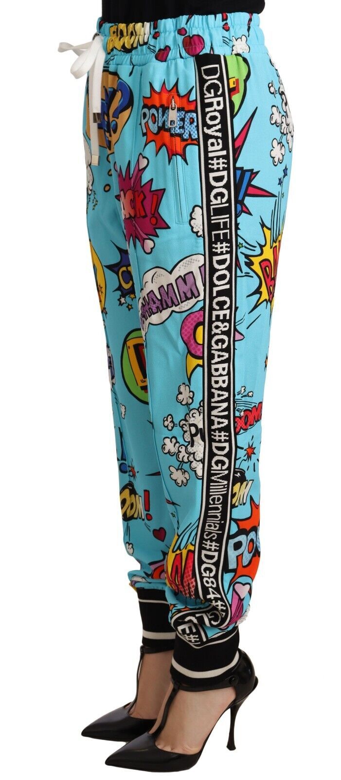 Dolce &amp; Gabbana Chic Cartoon Print Πλεκτό Παντελόνι Jogger