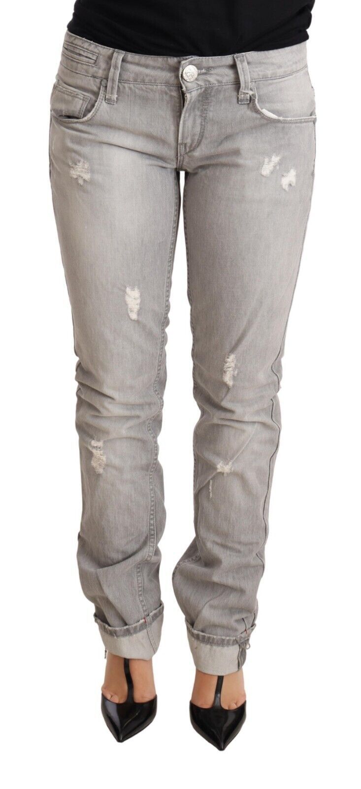 Τζιν Acht Chic Slim Fit Tattered Grey Wash