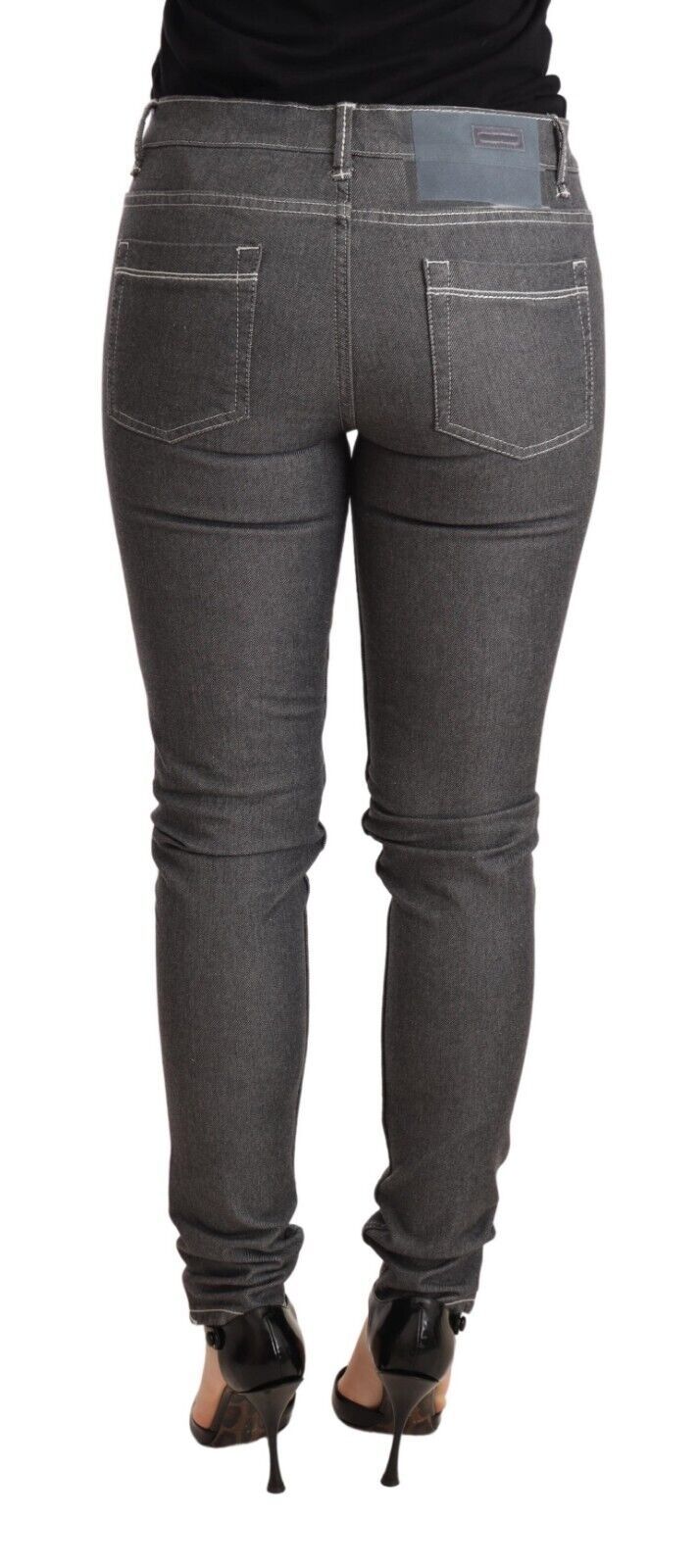 Acht Elegant Grey Skinny Jeans με μέση μέση