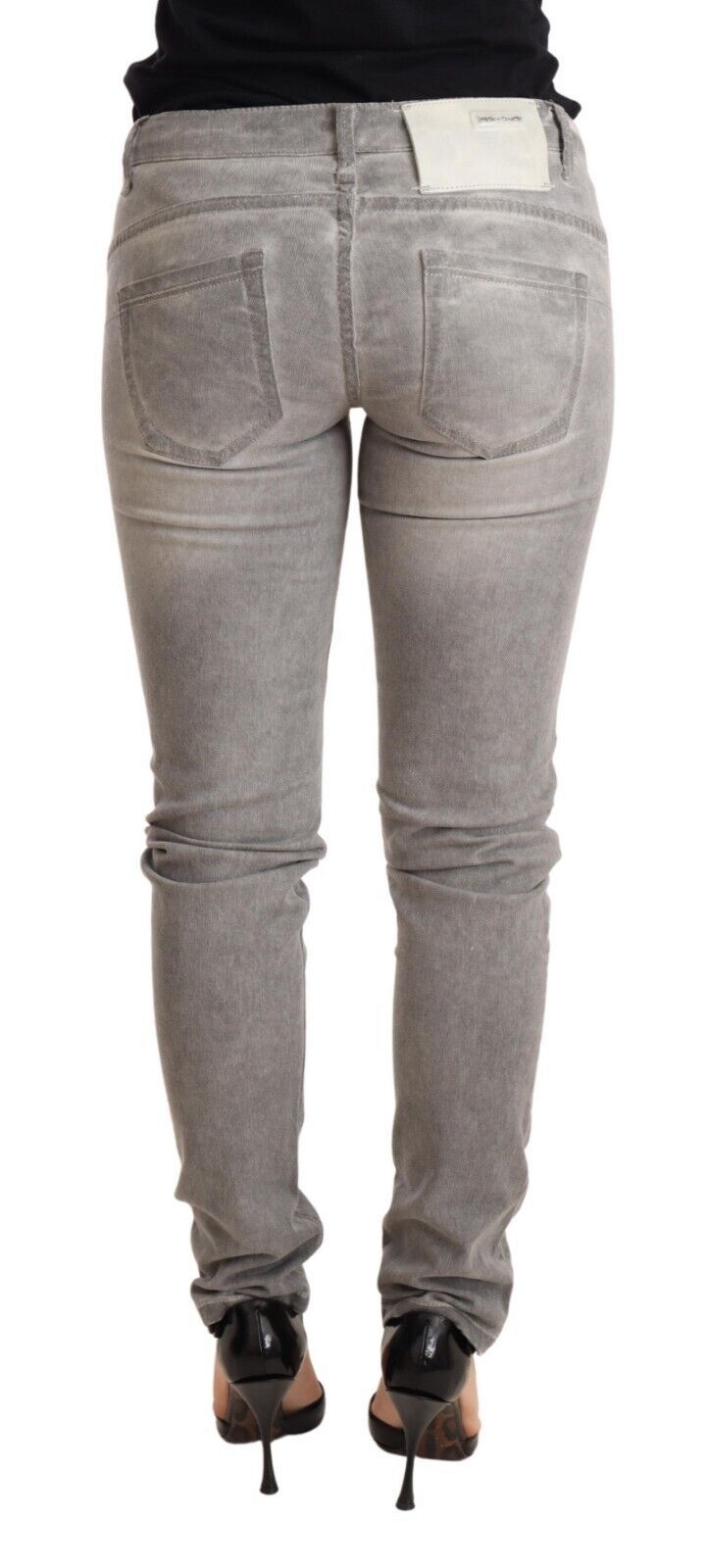 Acht Chic Grey Washed Slim Fit Cotton Jeans