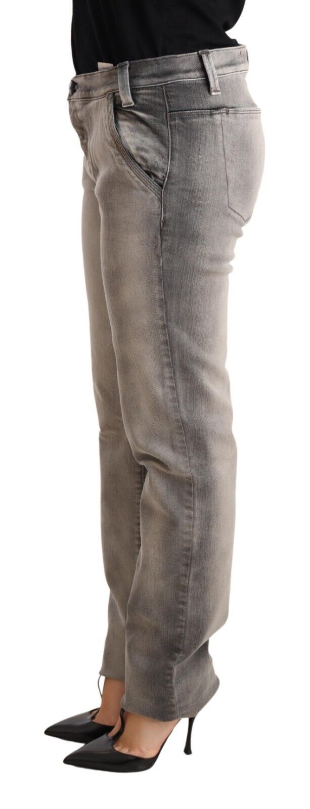 Ερμάννο Scervino Chic Grey Washed Low Waist Skinny Jeans