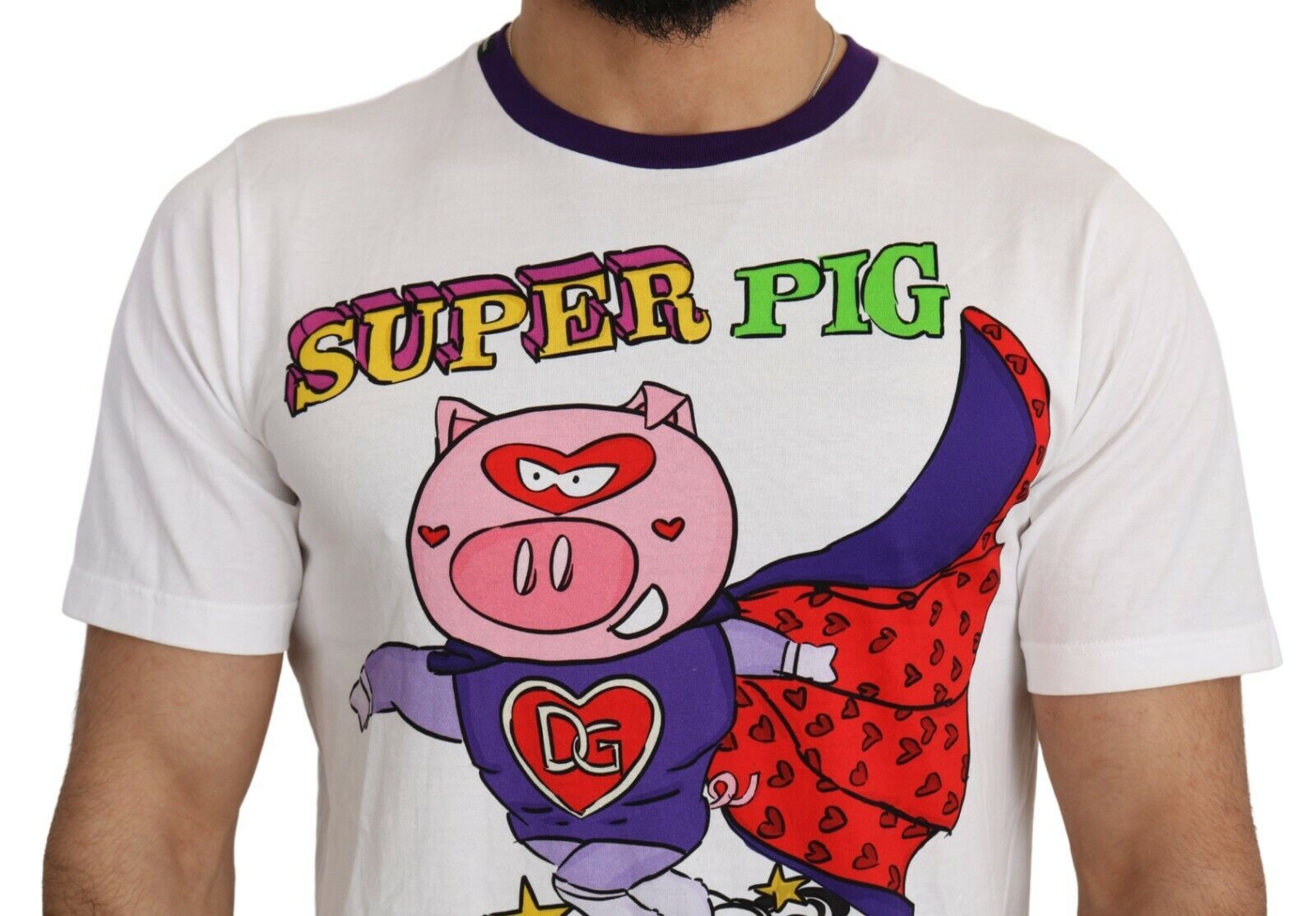 Dolce &amp; Gabbana Chic White Cotton Pig Motif Tee