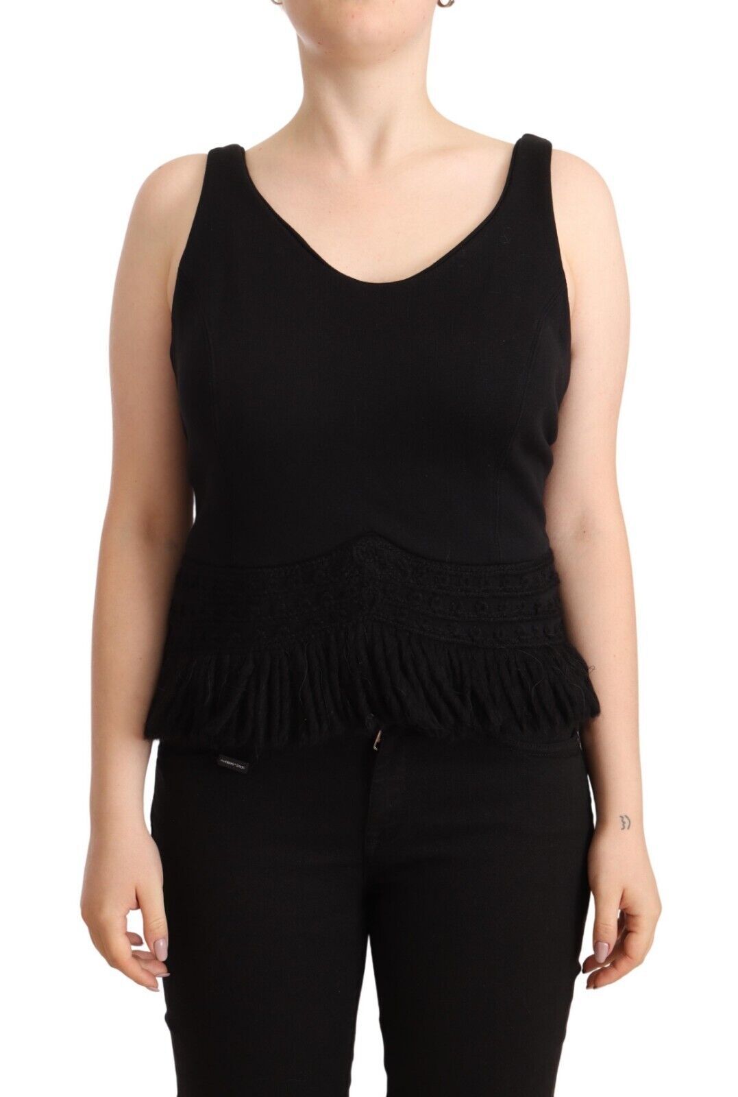 Ermanno Scervino Chic Αμάνικο Designer Tank Top σε μαύρο χρώμα