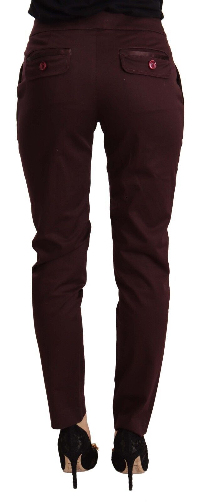 Παντελόνι Just Cavalli Maroon Slim Fit Skinny με λεπτομέρεια με φερμουάρ