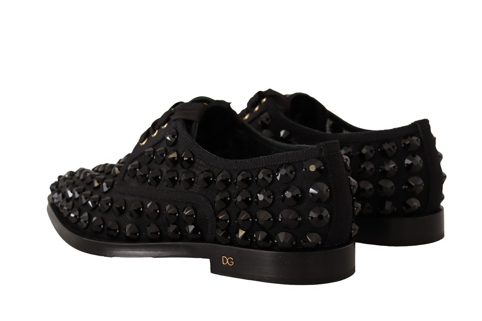 Dolce & Gabbana Elegant Gros Grain Lace-Up Jeweled Flats