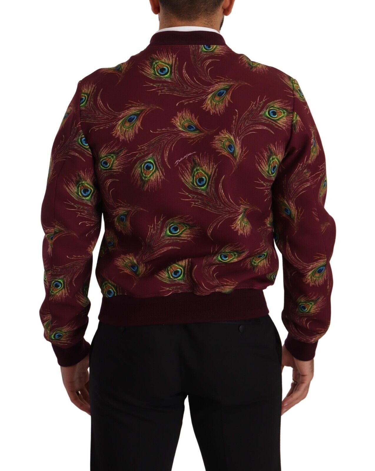 Dolce &amp; Gabbana Radiant Red Peacock Bomber Jacket