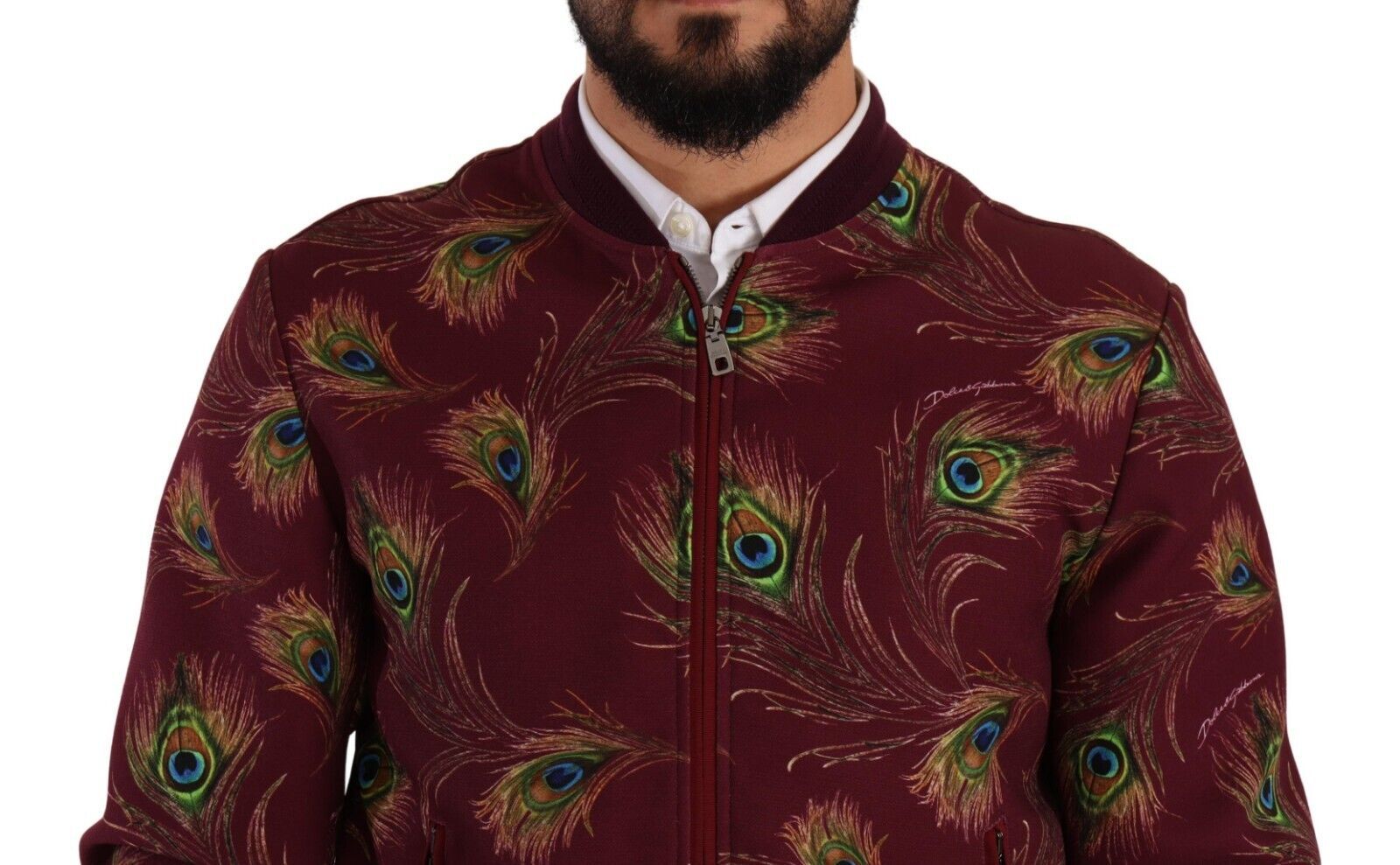 Dolce &amp; Gabbana Radiant Red Peacock Bomber Jacket