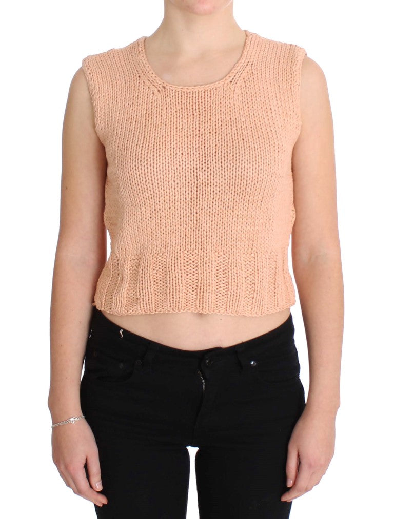 PINK MEMORIES Elegant Pink Knitted Sleeveless Vest Sweater