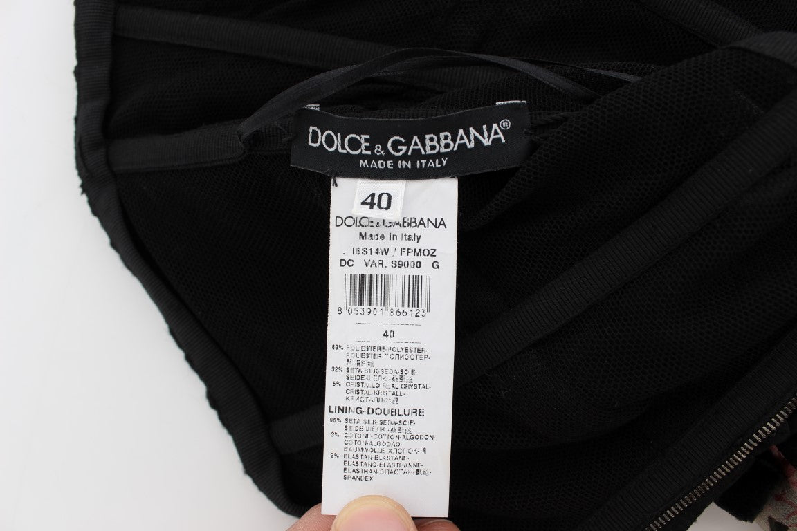 Dolce &amp; Gabbana Πολύχρωμο μάξι φόρεμα τριαντάφυλλο &amp; κλειδί με κρύσταλλο