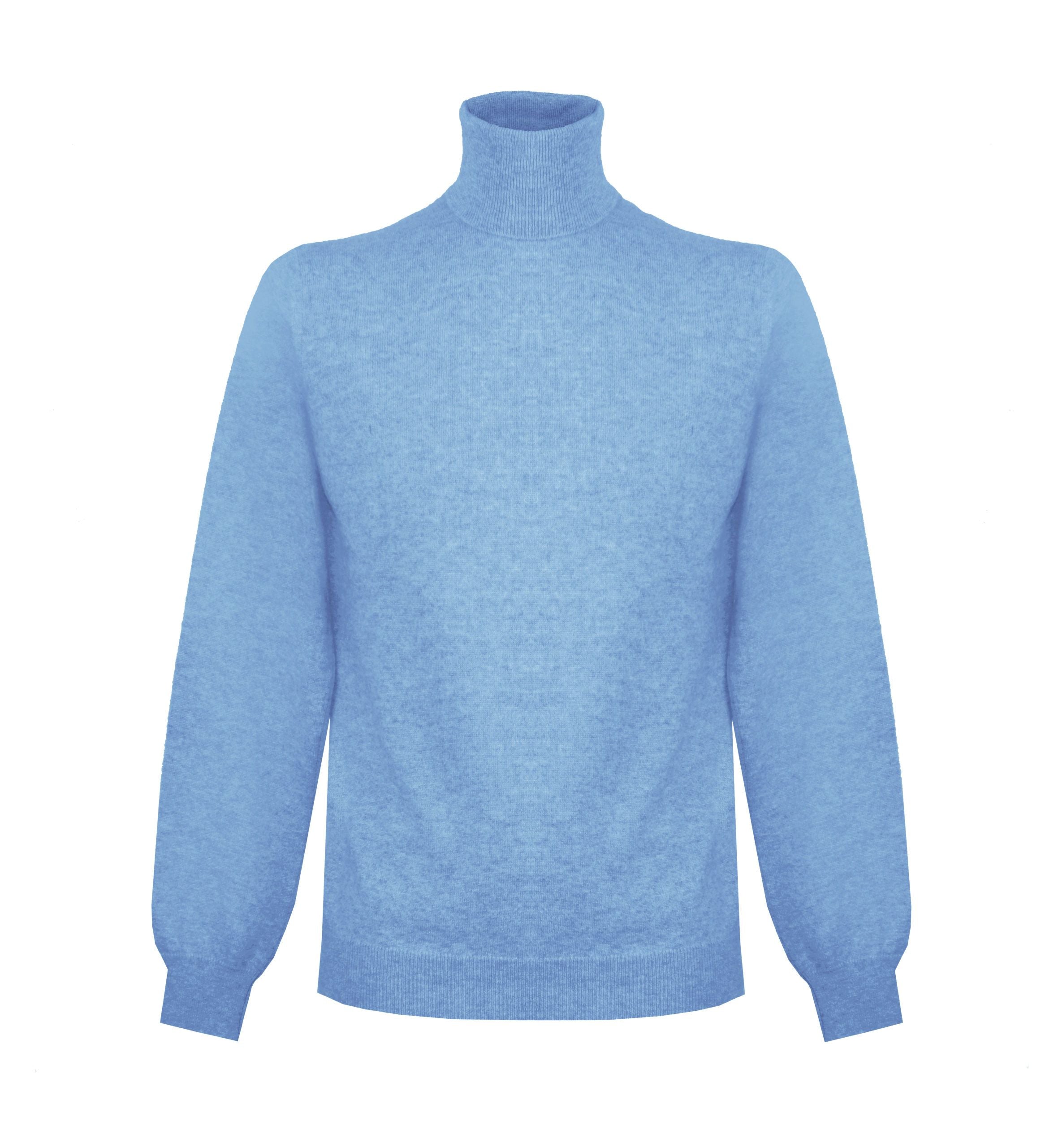 Malo Elegant Ice Blue Cashmere High Collar Sweater