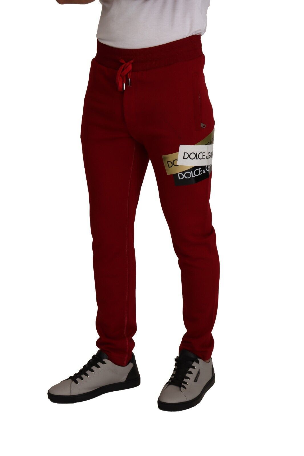 Dolce & Gabbana Elegant Red Jogging Pants with Drawstring Closure