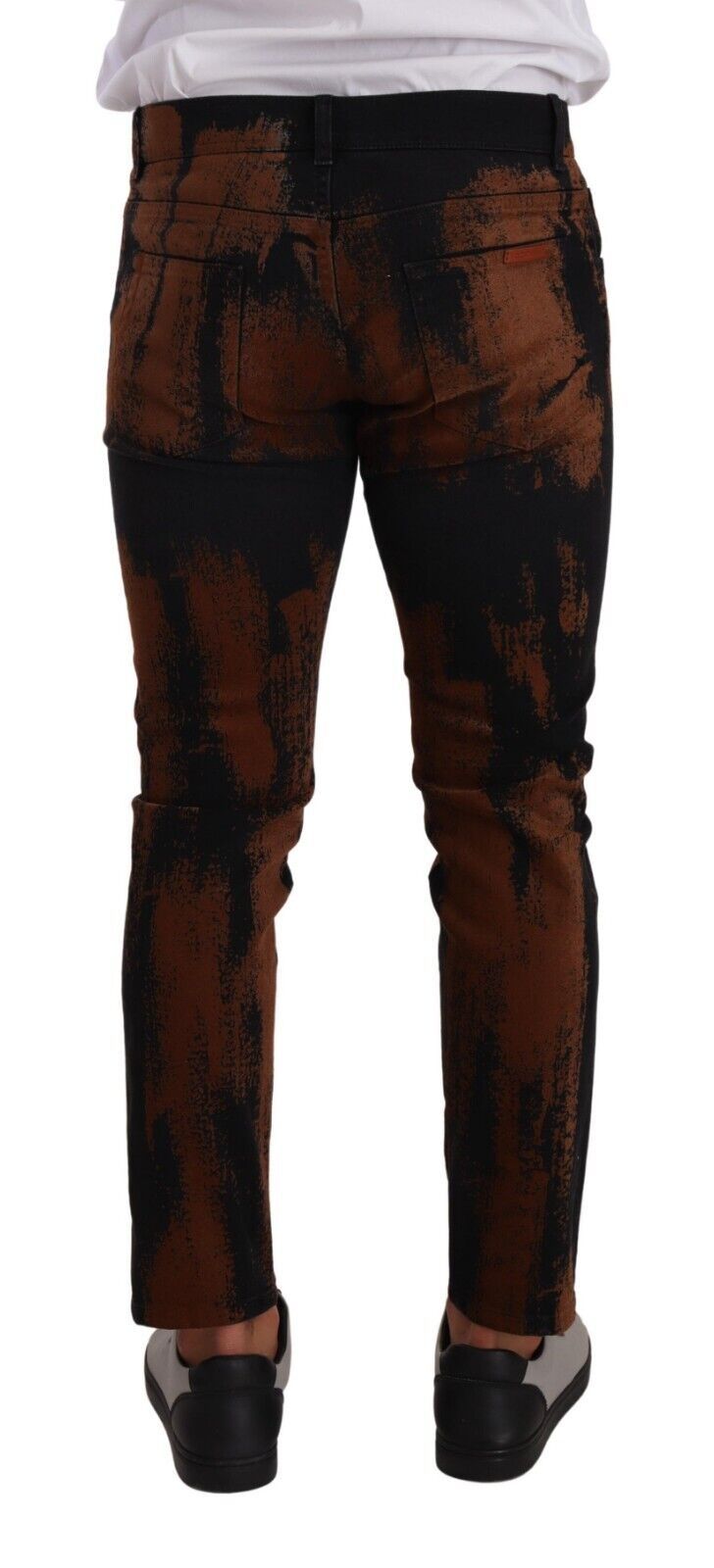 Dolce &amp; Gabbana Chic μαύρο καφέ Tie-Dye Slim Fit Jeans