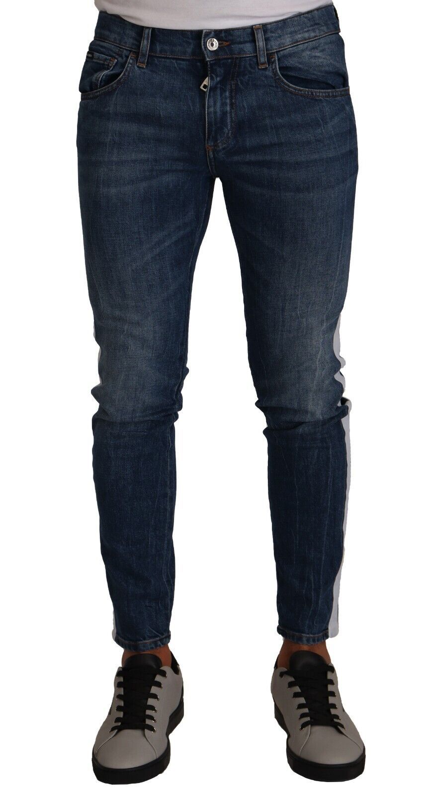 Dolce &amp; Gabbana Slim Fit Blue Washed Denim Jeans