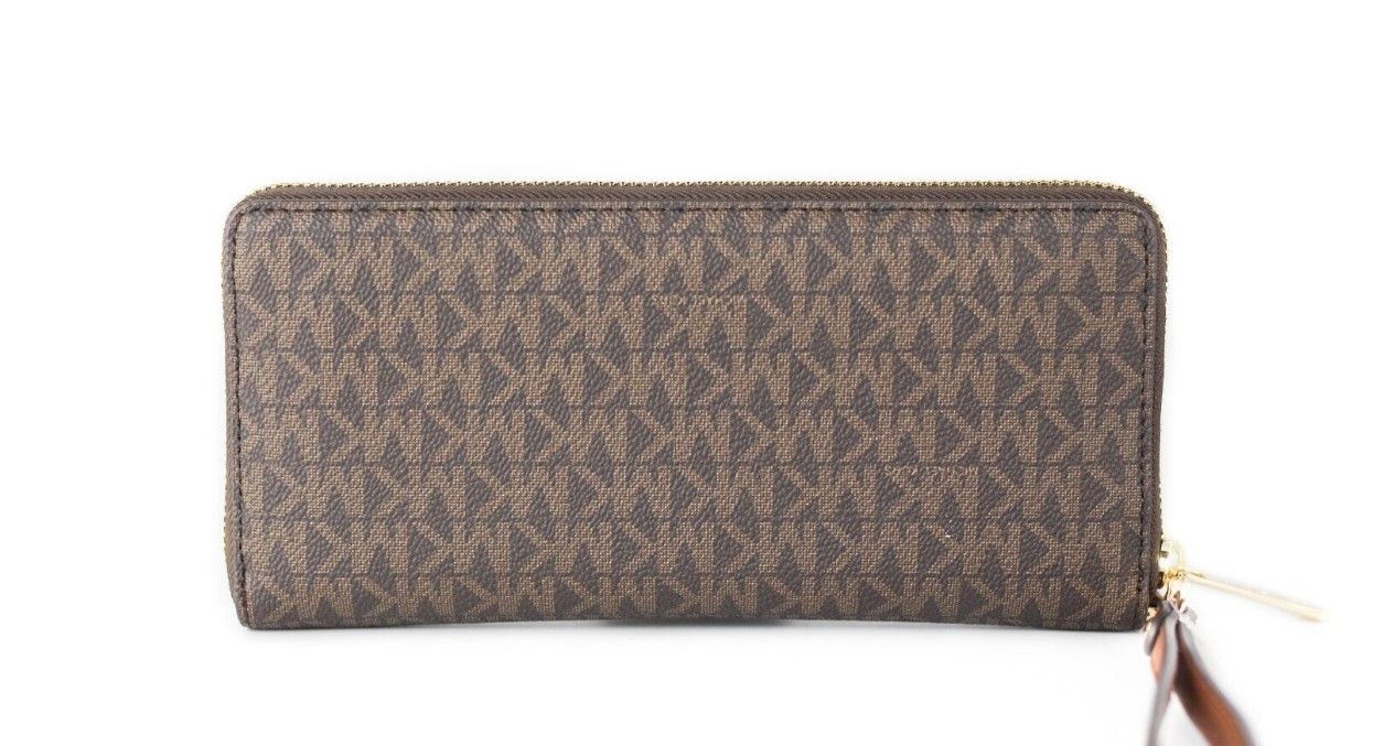 Michael Kors Jet Set Travel Πορτοφόλι με μεγάλο καφέ υπογραφή Continental Wristlet