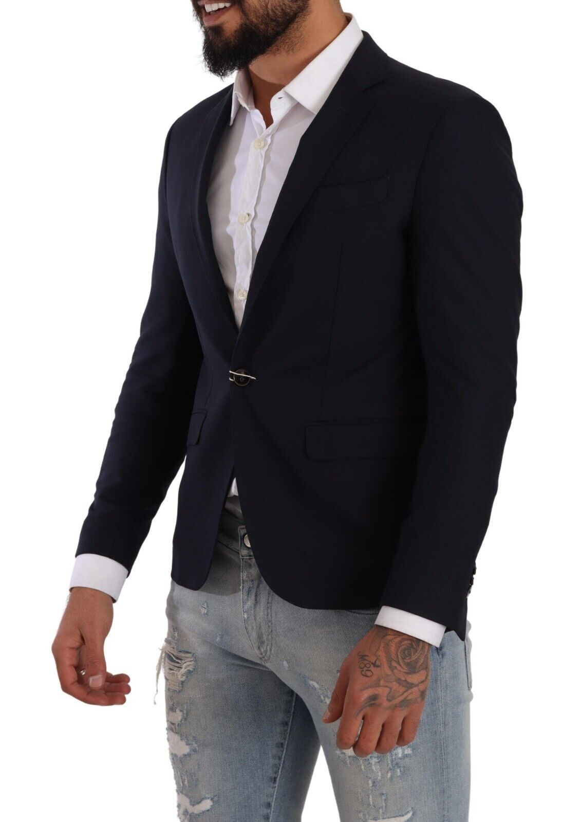 Domenico Tagliente Elegant Slim Fit Dark Blue Blazer