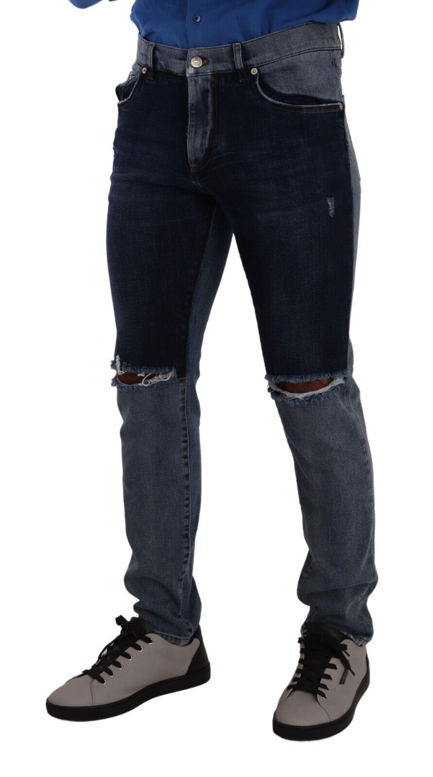 Dolce &amp; Gabbana Chic Slim Fit Tattered Denim