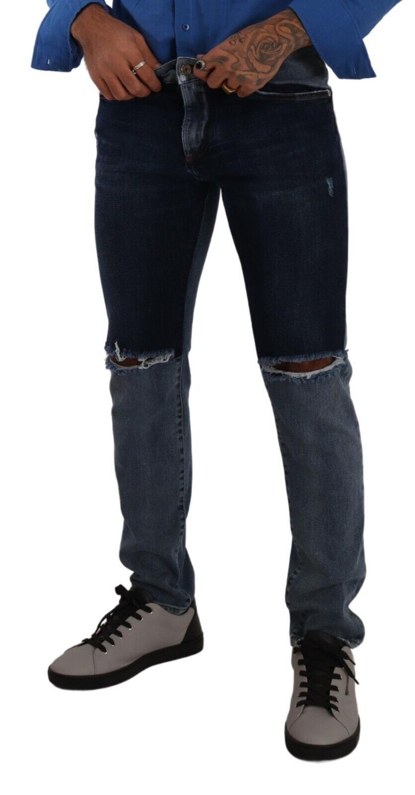 Dolce &amp; Gabbana Chic Slim Fit Tattered Denim