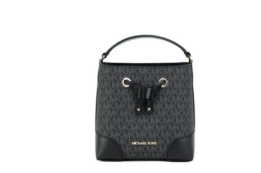 Τσάντα τσάντα Michael Kors Mercer Small Black Signature Δερμάτινη τσάντα χιαστί