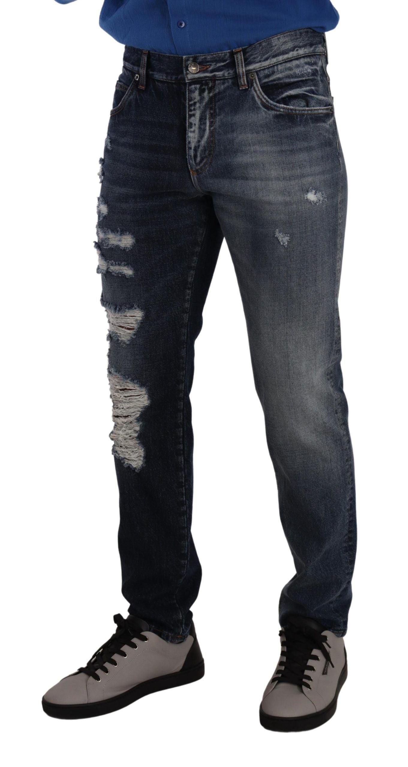 Dolce &amp; Gabbana Chic Tattered Denim Jeans