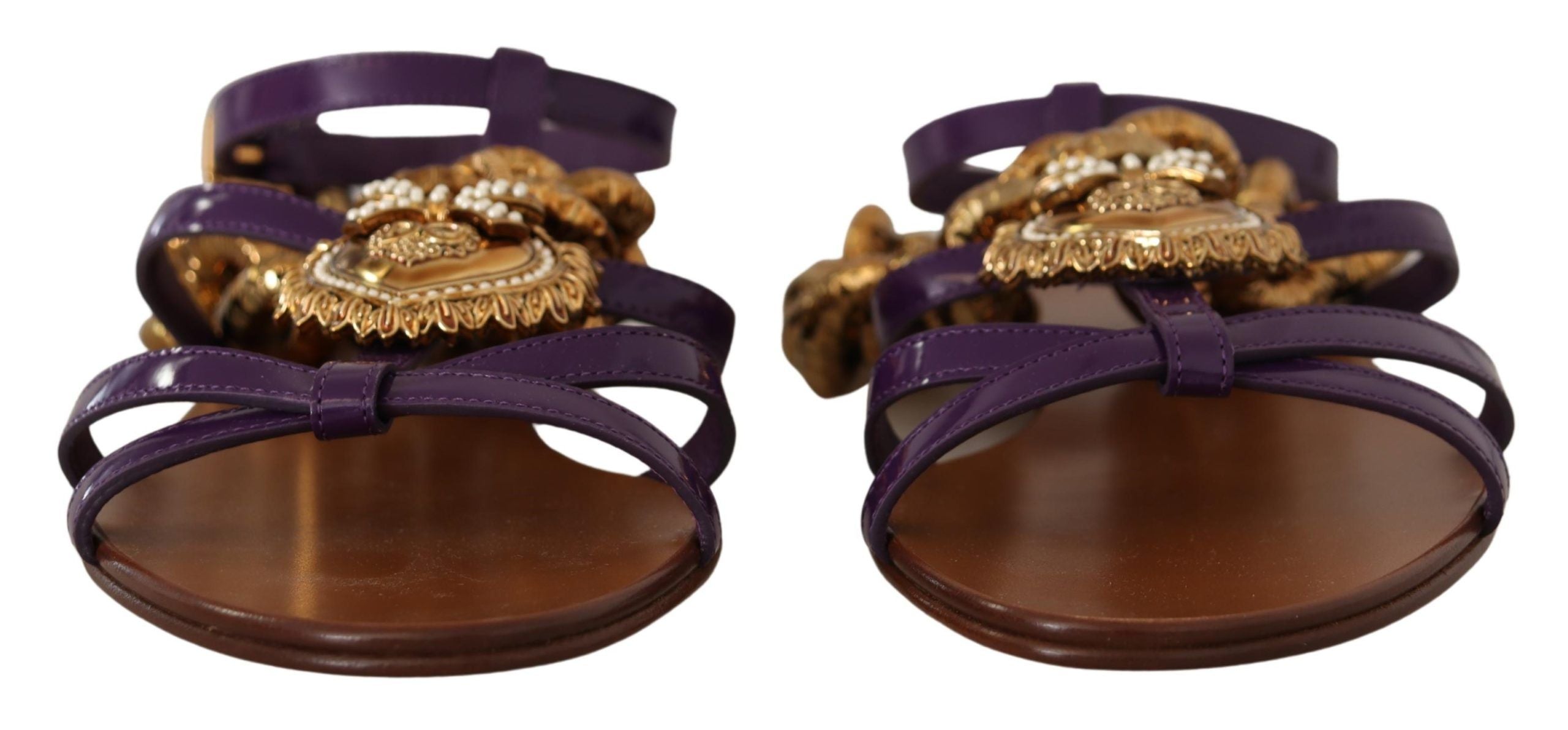 Dolce &amp; Gabbana Purple Heart Chain Gladiator Flats