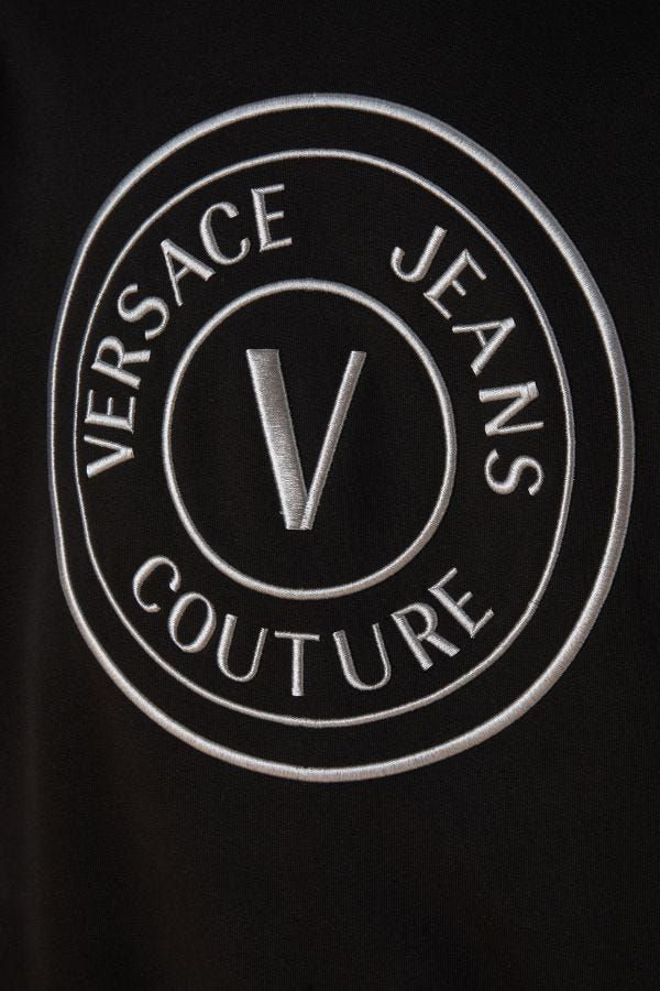 Versace Jeans Εντυπωσιακό Μαύρο Βαμβακερό Φούτερ με Κουκούλα