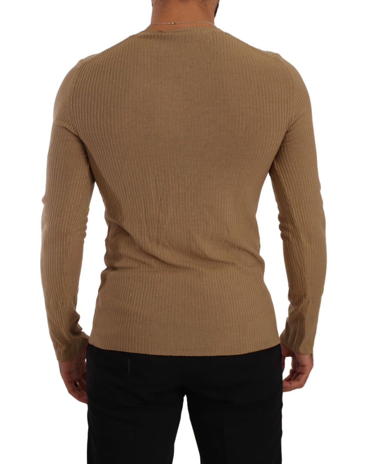 Ermanno Scervino Classic V-Neck Wool Sweater in Brown