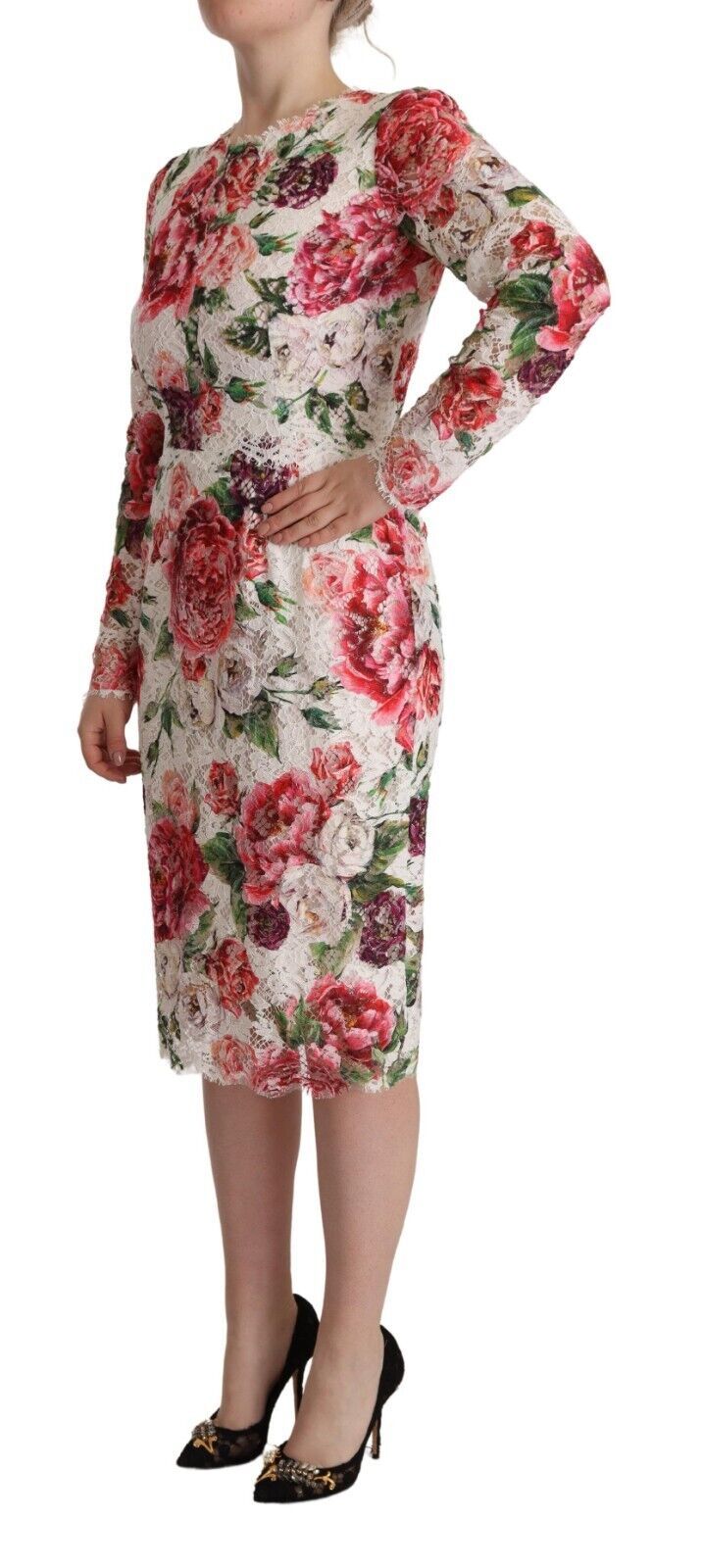 Dolce &amp; Gabbana Κομψή θήκη με δαντέλα Floral Midi Φόρεμα