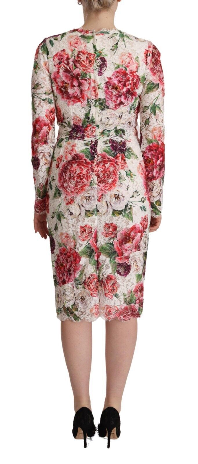 Dolce &amp; Gabbana Κομψή θήκη με δαντέλα Floral Midi Φόρεμα