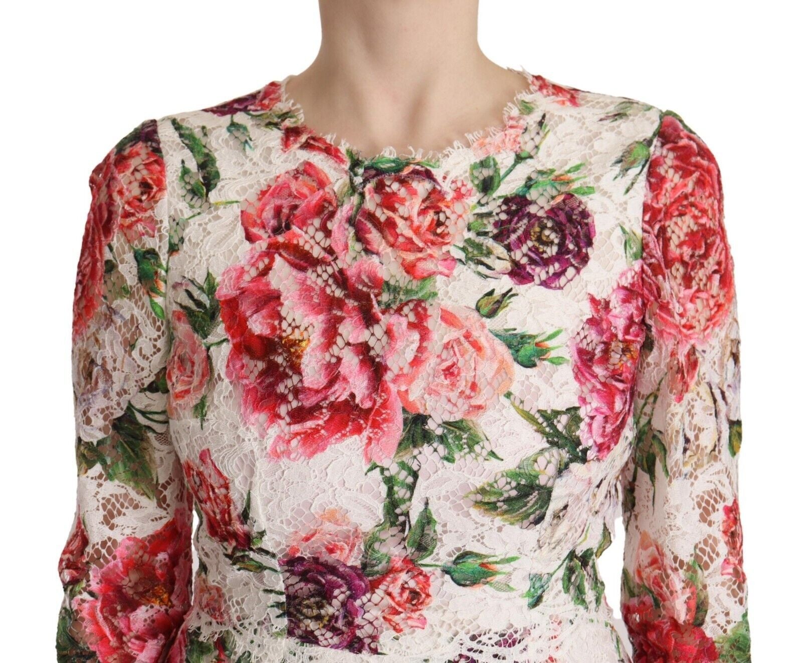 Dolce &amp; Gabbana Κομψή θήκη με δαντέλα Floral Midi Φόρεμα