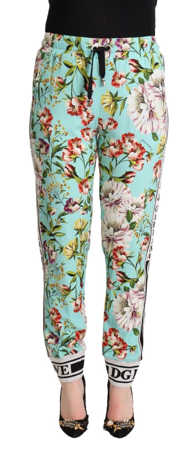 Dolce &amp; Gabbana Floral Viscose Jogger Pants σε πράσινο χρώμα