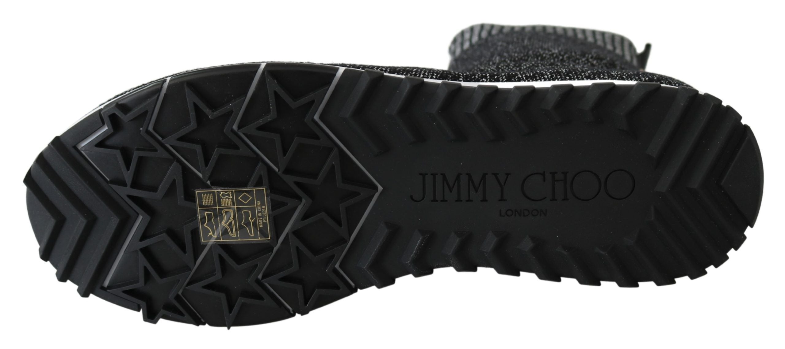 Jimmy Choo Κομψά πλεκτά αθλητικά παπούτσια Lurex σε μαύρο και ασημί